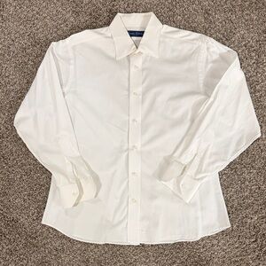 Classic White Men's Long Sleeve Button Up Dress Shirt